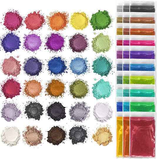 Pixiss Epoxy Resin Dye, Mica Powder, 30 Powdered Pigments Set
